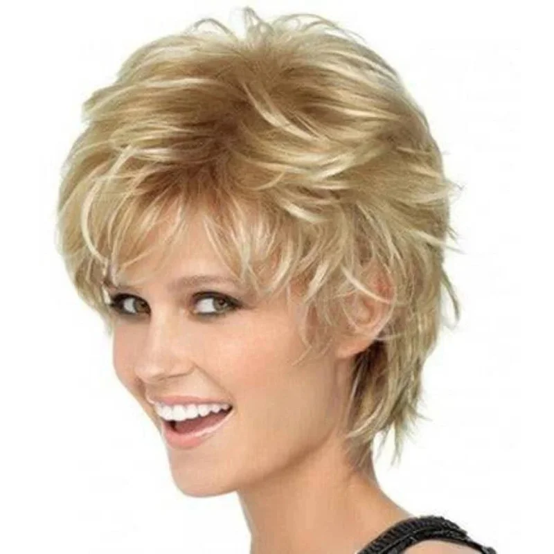 Real Hair New Fashion Natural Blond Wavy Women's Wigs 10 In