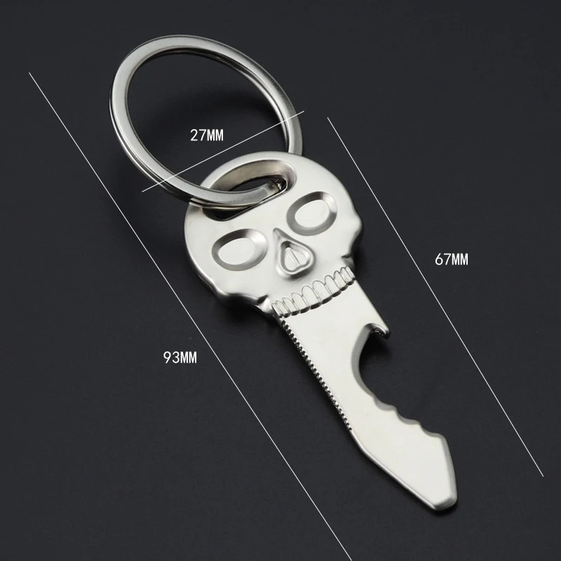 1pc Portable Creative Skull Keychain Bottle Opener Alloy Key-Ring Decor Corkscrew for Beer Soda Wine Outdoor Tool Mini Saw Gift