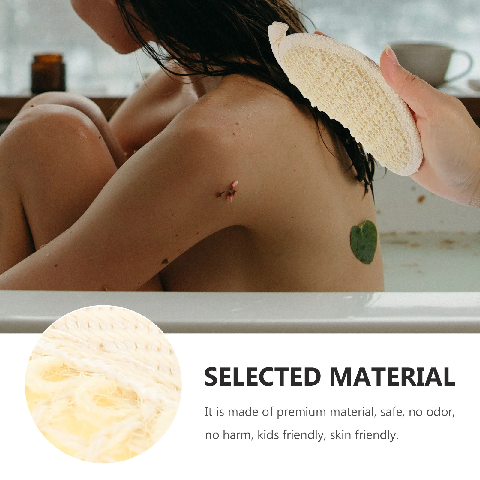 

6pcs Exfoliating Loofah Sponge Pads Body Scrubbers For Shower Bathing Skin Cleansing Natural Loofah Pads With Lanyard