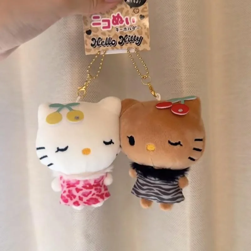 

Kawaii Sanrio Hello Kitty Black Skin Magnetic Pair Plush Keyring Japan Crux New Stuffed Toy Bag Charm Couple Pendant Ready Stock