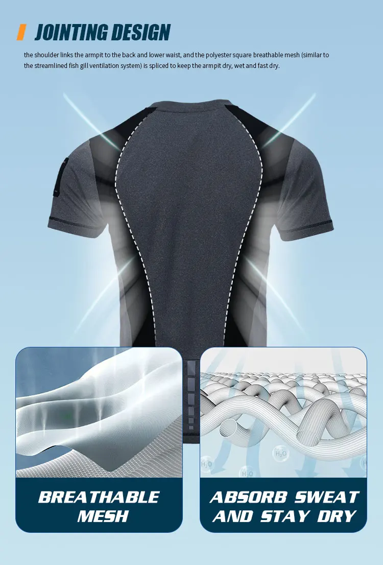 Emersongear Blue Label Tactical Shark Fin Funktionelles Sport-T-Shirt Kurzarm-Shirt Oberteil Feuchtigkeitsableitend Schnelltrocknend Leicht für Outdoor-Aktivitäten – Detail 5