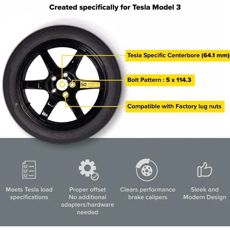 حاملات الإطارات الاحتياطية-2017+ تسلا موديل 3 طويلة المدى 125/80R18 الإطارات، مقبس مقص، حديد الإطارات، المقابس، حقيبة حمل