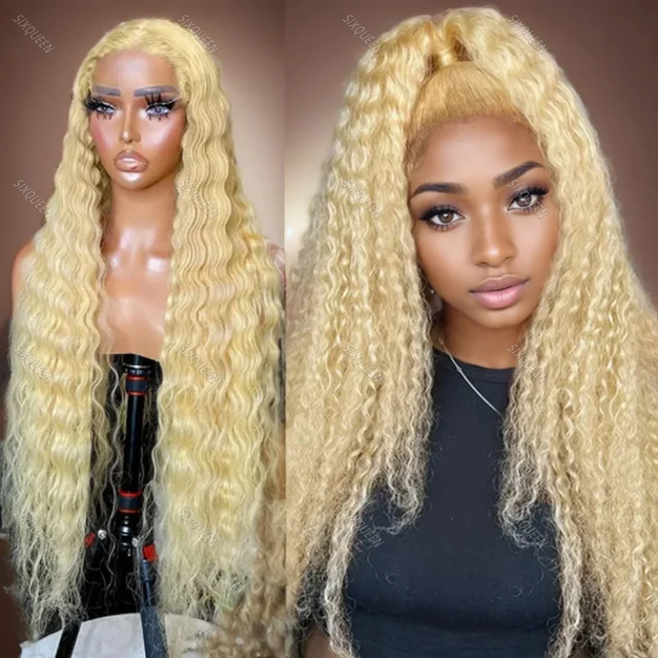 

13x4 13x6 HD Transparent Lace Front Human Hair Wigs Frontal Curly Wigs 100% Natural Brazilian 613 Blonde Deep Wave Hair For Wome