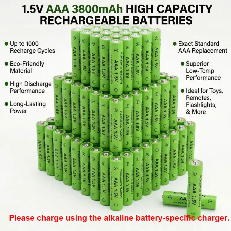 AAA Batteries 1.5V 3000mAh High Capacity Rechargeable Alkaline Battery 1500 Cycles with Quick Charge Xbox Controller Flashlight