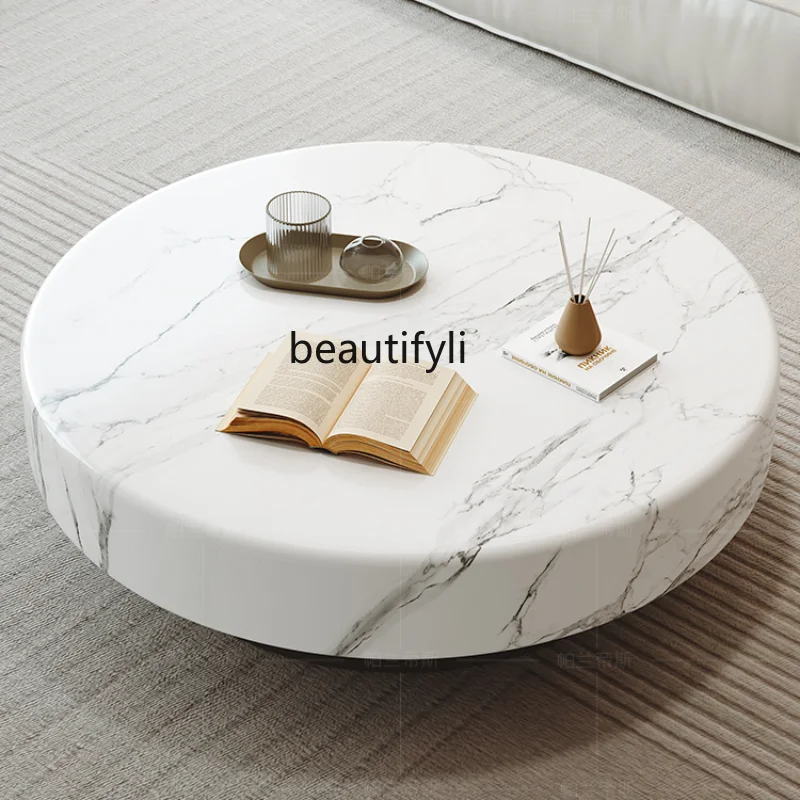 

Modern Light Luxury Marble Coffee Table Designer Model Living Room-Style Home-Style Luxury New Minimalist round Tea Table