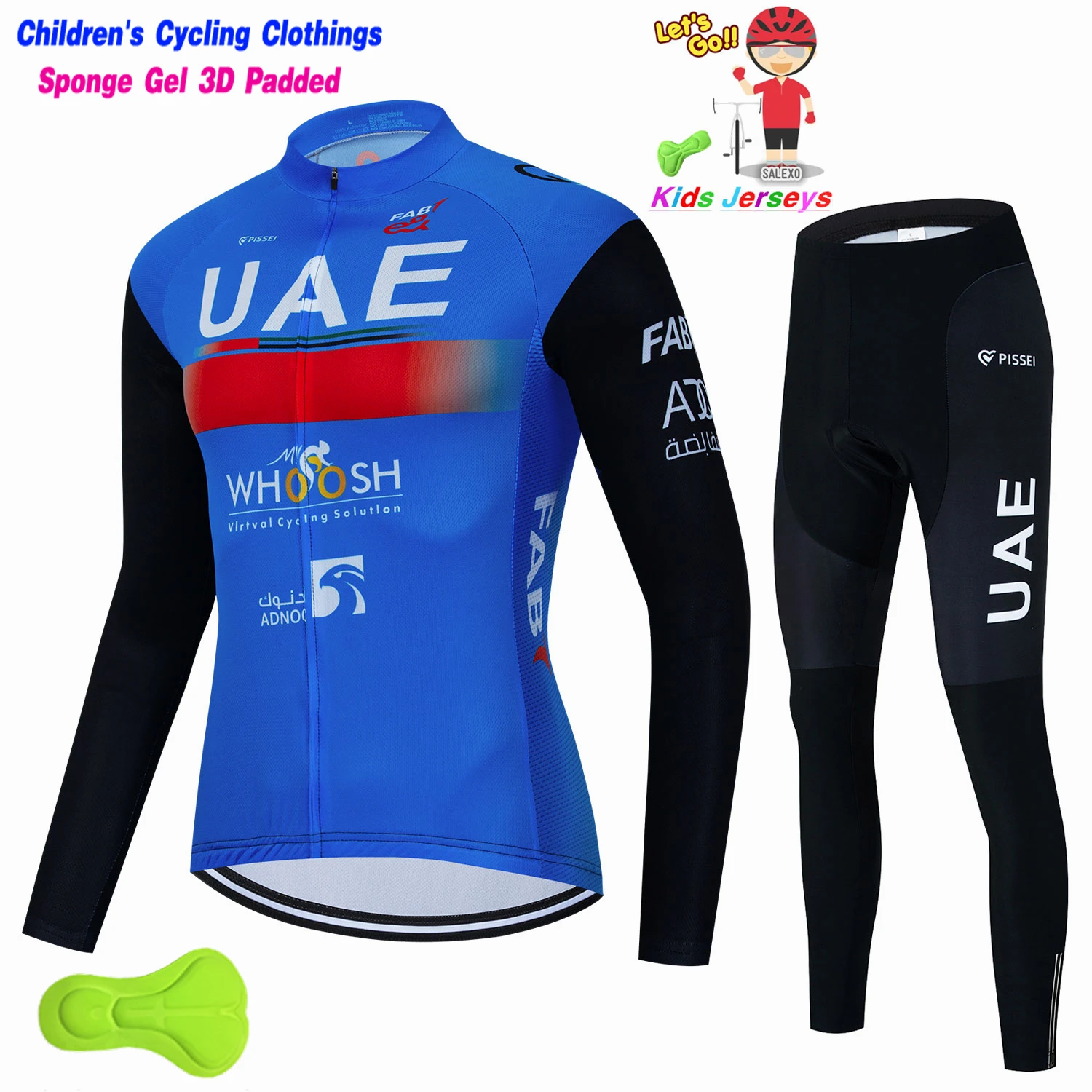 2023 Uae Team Children Long Sleeve Cycling Jersey Set Kids Spring Autumn Bicycle Clothing Boys Girls MTB Bike Jersey Uniform