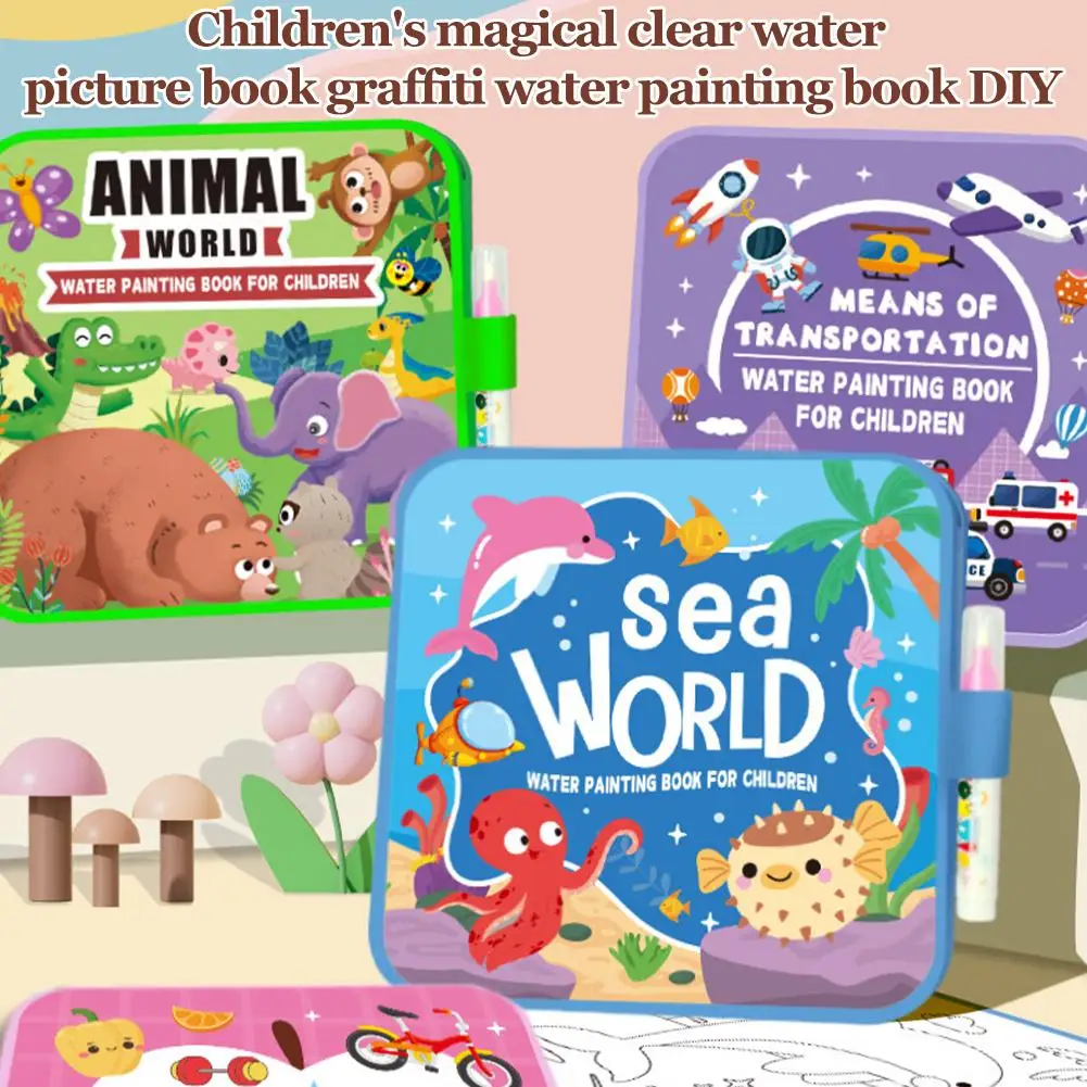 Montessori Water Coloring Book Water Painting Book Water Paint Color Book No Mess Just Add Water to Reveal Vibrant Colors