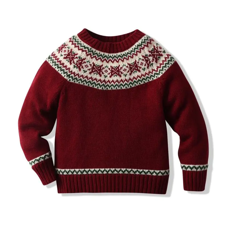 2024 Winter Boys Girls New Year Sweater Kids Christmas Knitted Clothes Boy Knitting Outwear Children Knit Top Baby Pullover