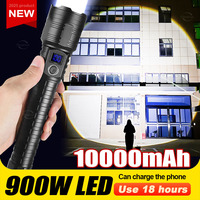 NEW 900W Ultra High Power LED Flashlight 10000mAh Battery Zoom Torch Hand Lamp Outdoor Camping Lantern with Digital Display