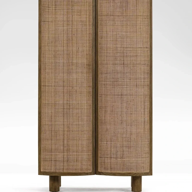 

Nordic solid wood rattan dining side , living room entrance , tea cabinet, drawer , modern simple log stor