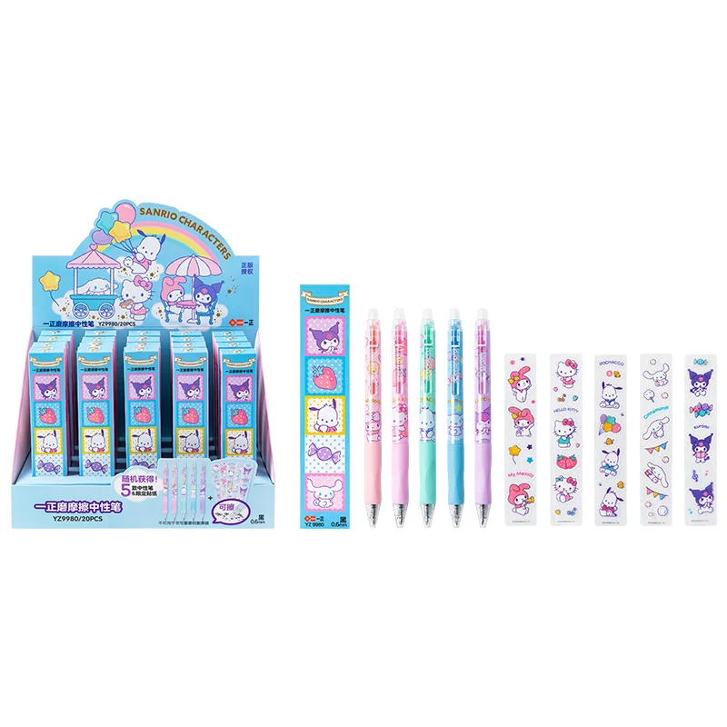 

20 pcs/lot Sanrio Melody Pochacco Erasable Press Gel Pen Cute 0.5mm Black Ink Neutral Pens Promotional Gift Office School Supply