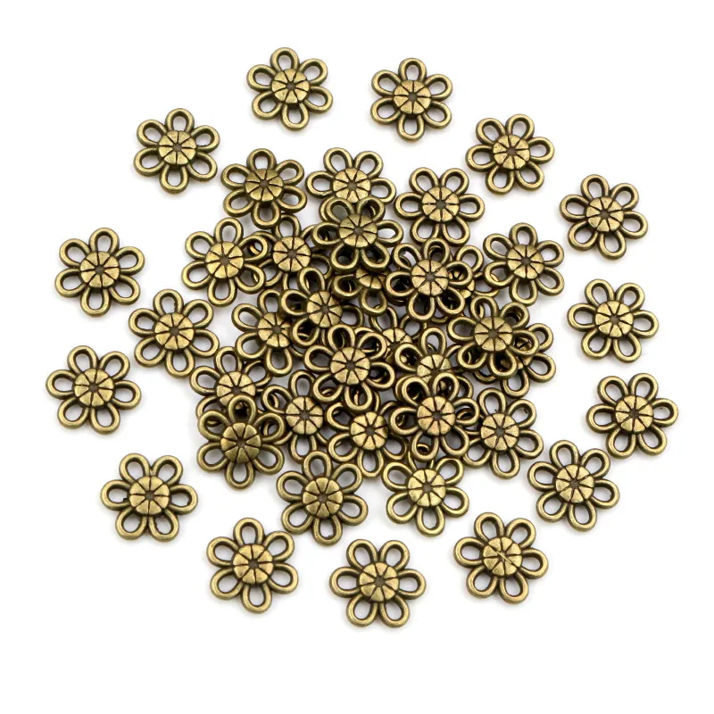 11mm 50pcs Antique Bronze Plated Flower Style Connector Handmade Charms Pendant:DIY for bracelet necklace