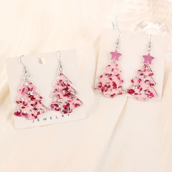 1Pair Christmas Drop Earring Acrylic Tree With Star  Jewelry For Woman Girl Holiday Birthday Gift