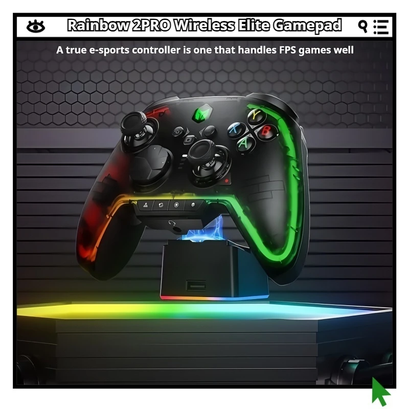 Rainbow 2 PRO Gaming Controller Wireless Ergonomic Silk Smooth Touch Hall Linear Trigger RGB Charging Base ALPS Joystick POM