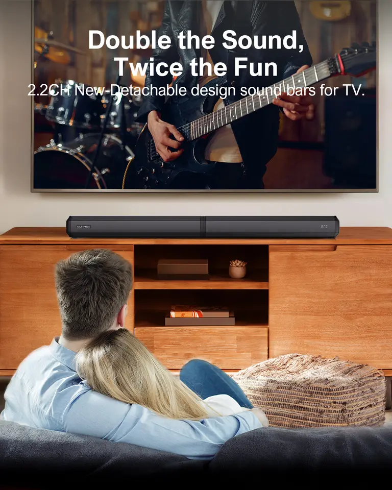 Ultimea 100W 2.2-Channel Bluetooth Soundbar, Detachable Design for TV & Movies