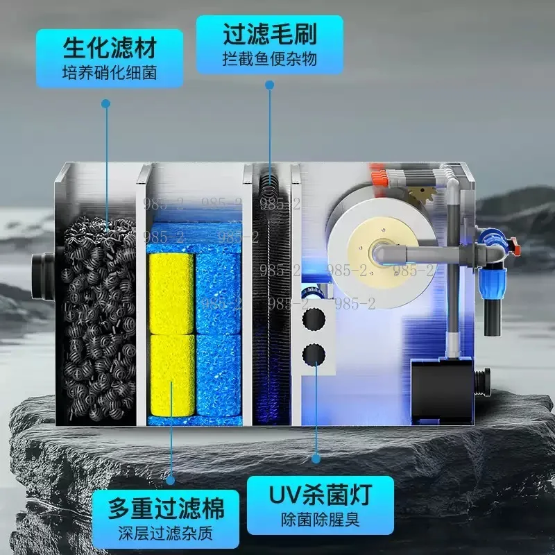 Fish Pond Waste Separation Filter, Stainless Steel Rotary Drum Microfiltration, Backwash Water Circulation Device