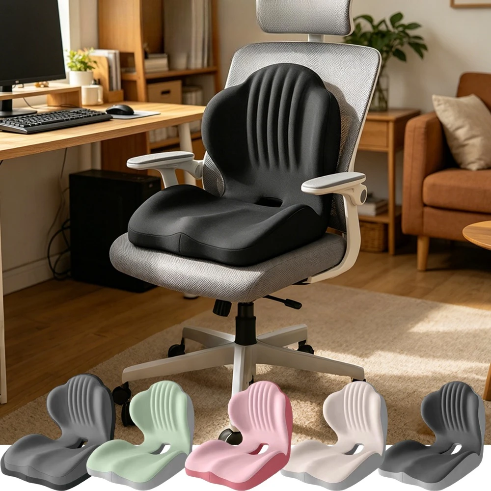 

Ergonomic Seat Cushion,Office Chair Seat Cushions with L-Shaped Design,Memory Foam Cushion,Lumbar Support & Tailbone Pain Relief
