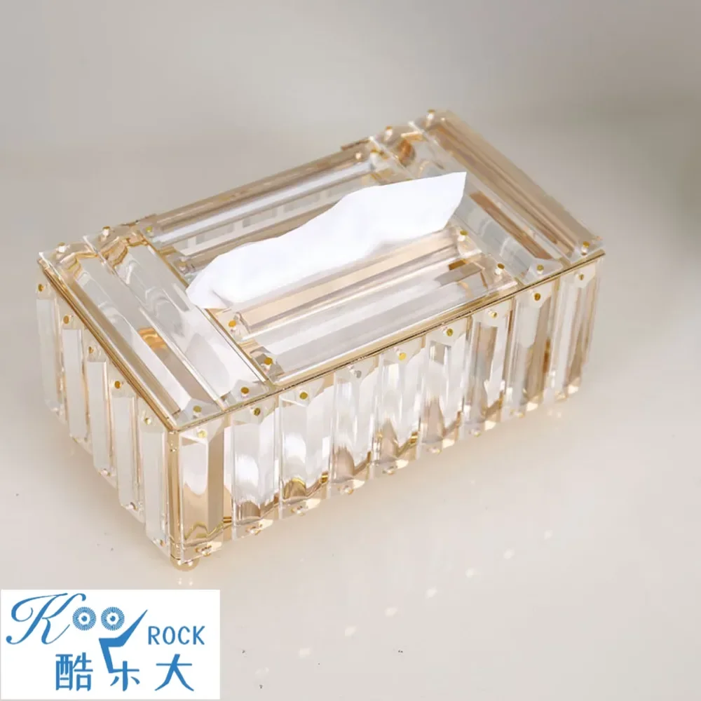 

Креативная хрустальная коробка для салфеток с металлическим держателем для крафт-бумаги — прозрачное хранилище для обеденных салфеток и украшения рабочего стола