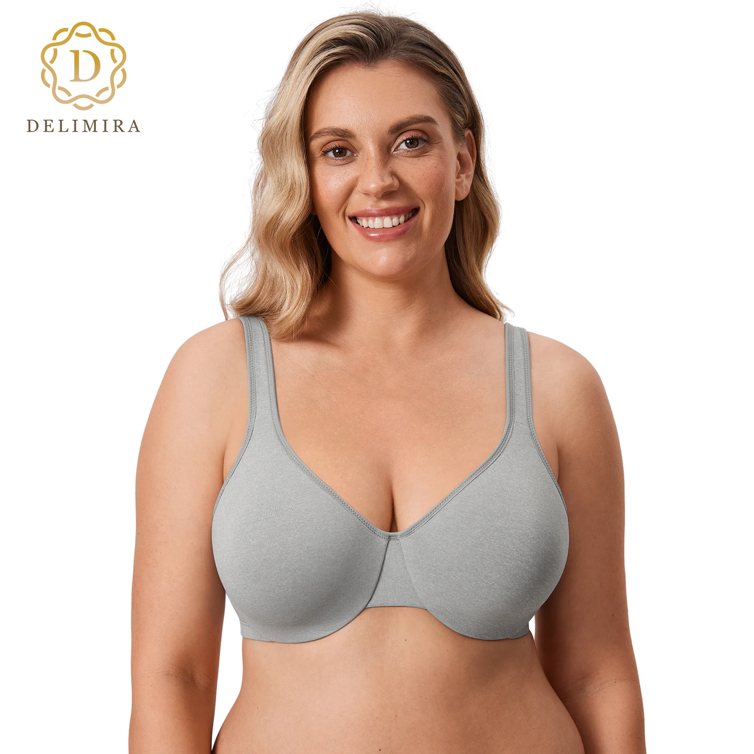 DELIMIRA Women\'s Minimizer Seamless Full Coverage Underwire Non Padded Bra Plus Size