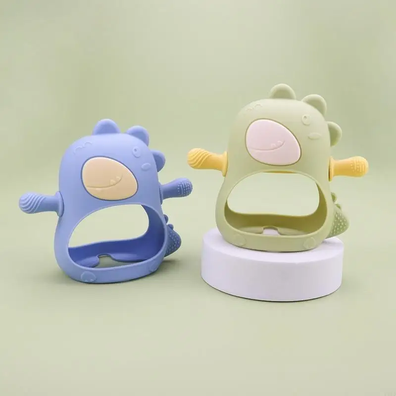 F62D Fashion Dinosaur Teether Baby Cartoon Animals Baby Teether BPA Silicone Teether DIY Teething Toy for Babies Infant
