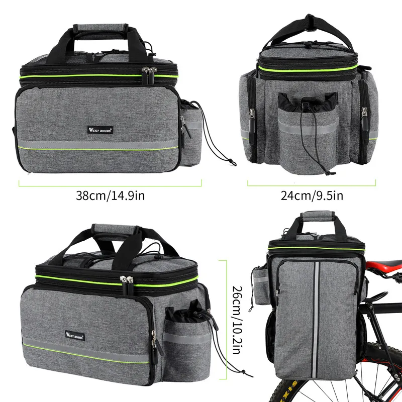 WEST BIKING 3-in-1 wasserdichte Fahrrad-Kofferraumtasche, MTB, Rennradtasche, großes Fassungsvermögen, Reisegepäckträger, Sattelsitz, Packtaschen – Detail 13