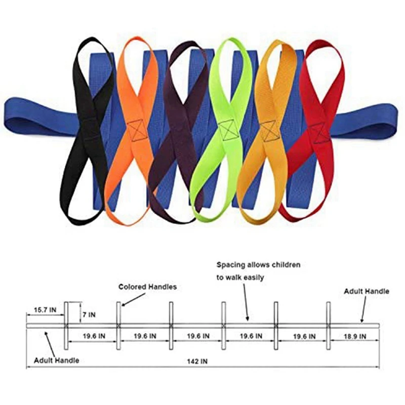 2X Children's Walking Ropes For Preschool Daycare School Kids Outdoor Colorful Handles For Up To 12 Children 2 Teachers