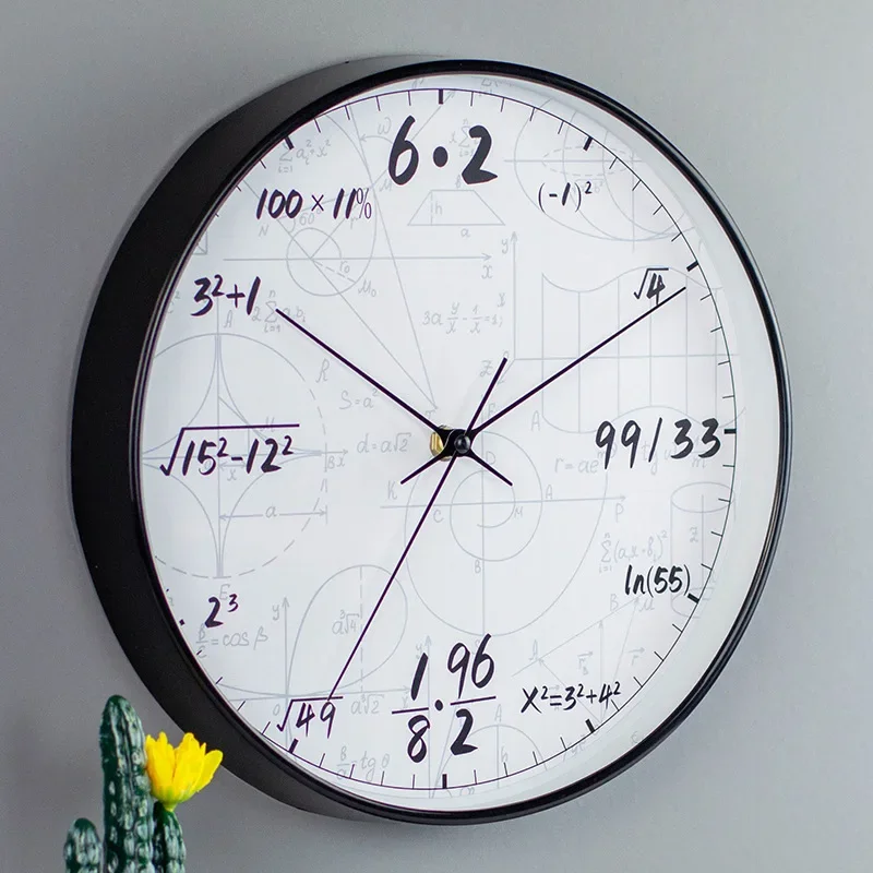 30cm Mathematical Wall Clock Modern Simple Quartz Clock for Living Room Decor