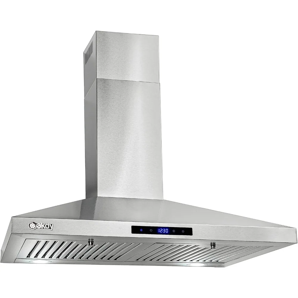 30 polegadas. Wall Mount aço inoxidável Gama Hood, ventilador de 3 velocidades e luzes LED, conversível Range Hood, duto para Ductless