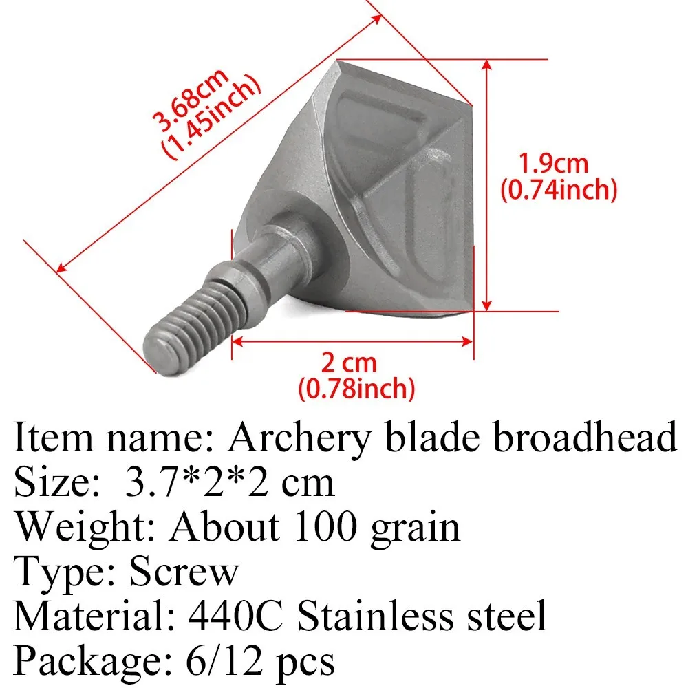6X شفرة برودهيد 100Gr المسمار الرماية السهم قوس منحني مجمع القوس الصيد المسمار في نقطة 440C الفولاذ المقاوم للصدأ الفضة #6