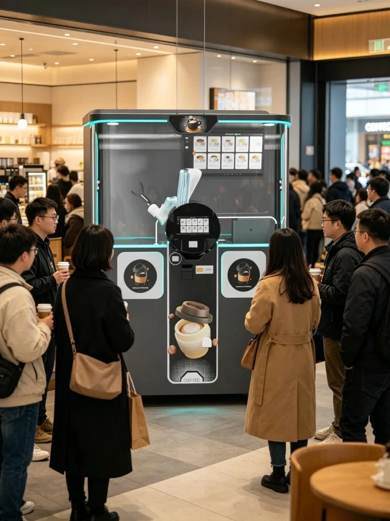 Robotic Arm Automatic Coffee Vending Machine Unmanned Self Service Coffee Maker for Hotel Cinema Campus Beach Amusement Park