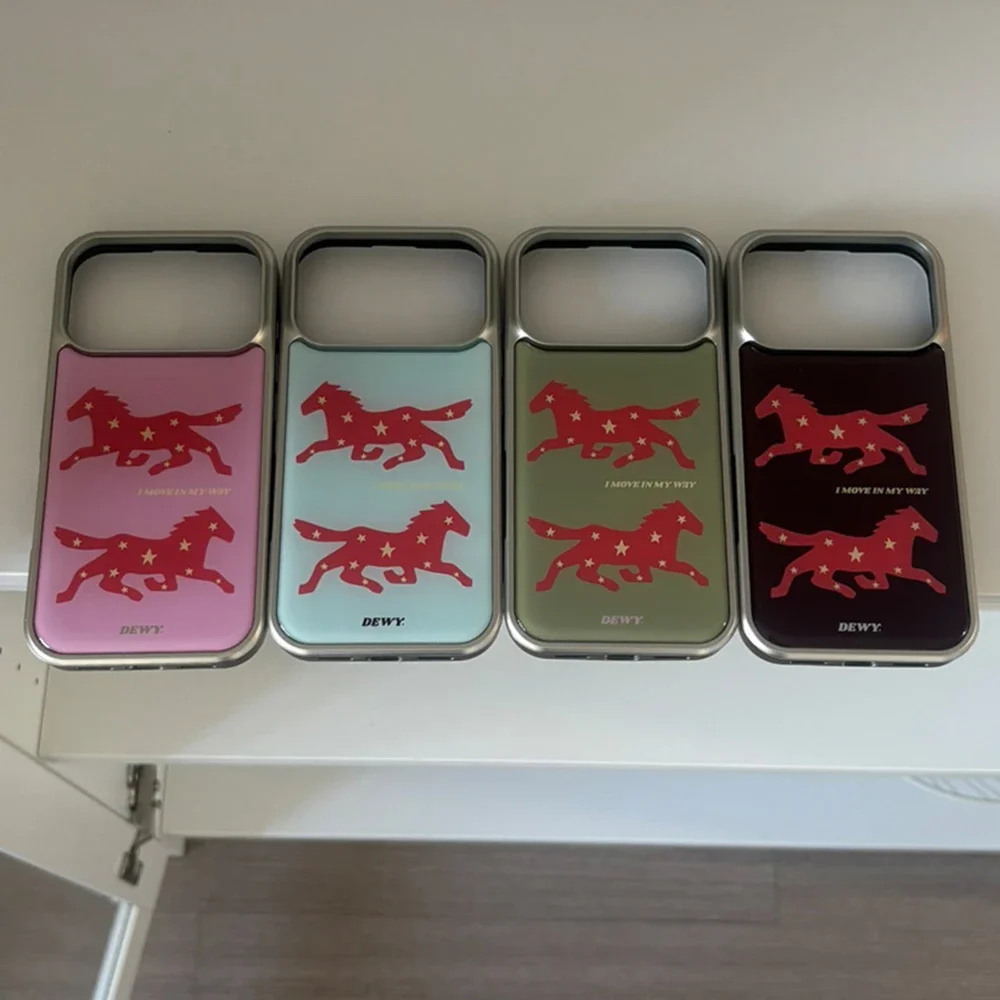 Colorful Fire Horse Creative Electroplated Drip Glue Phone Case For Samsung S 23 24 25 26 EDGE FE Plus Ultra Shockproof Cover