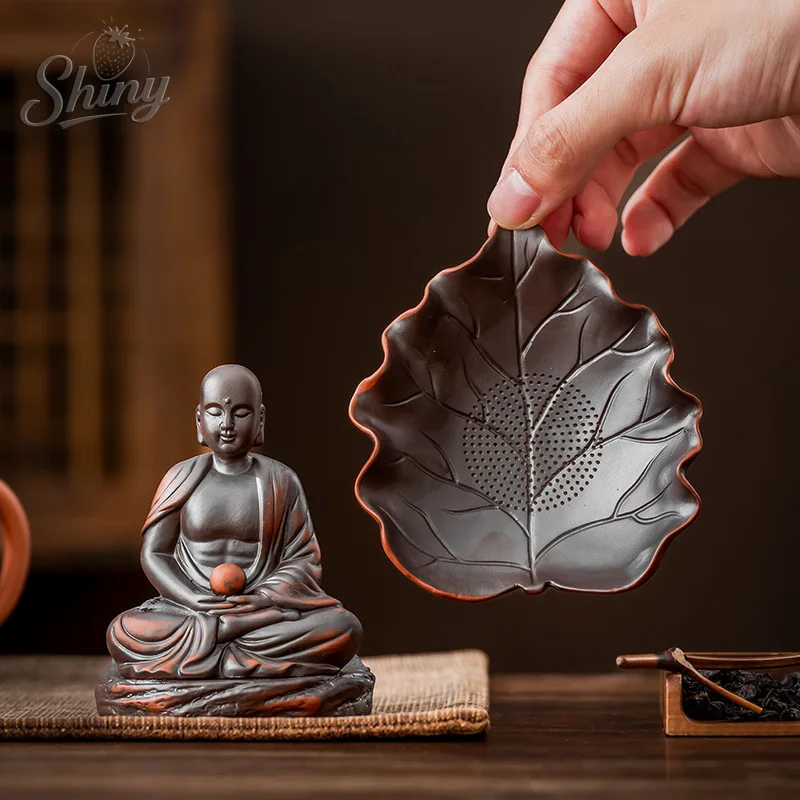 Purple Clay Buddha Tea Pet Ornament Kung Fu Tea Set Accessory Tea Table Decoration