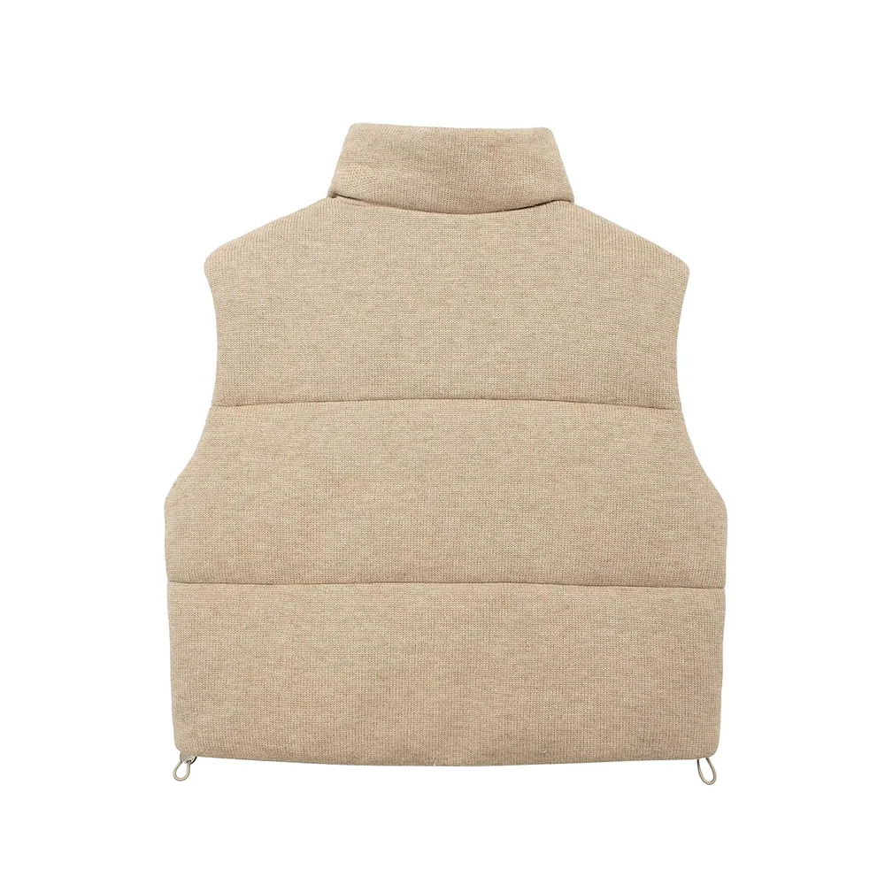 RZRA2024 new winter women's solid color stand-up collar sleeveless knitted cotton vest jacket casual commuting all-match