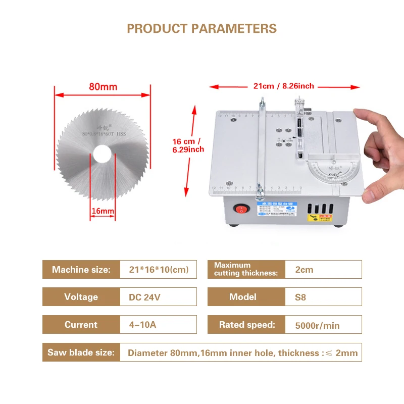 S9 multifunctional small table saw 3 inch precision desktop mini table saw mini DIY chainsaw with Grinding function