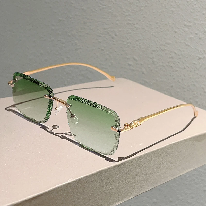 KAMMPT Randloze Vierkante Zonnebril Mannen Mode Vintage Gradiënt Casual Shades Vrouwen Trendy Luxe Merk Ontwerp Decor Zonnebril
