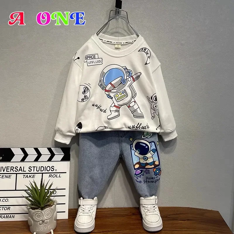 autumn spring casual boys clothes kids set children outfits fashion martian astronaut sweatshirt + pants 2 pcs suit boy clothing