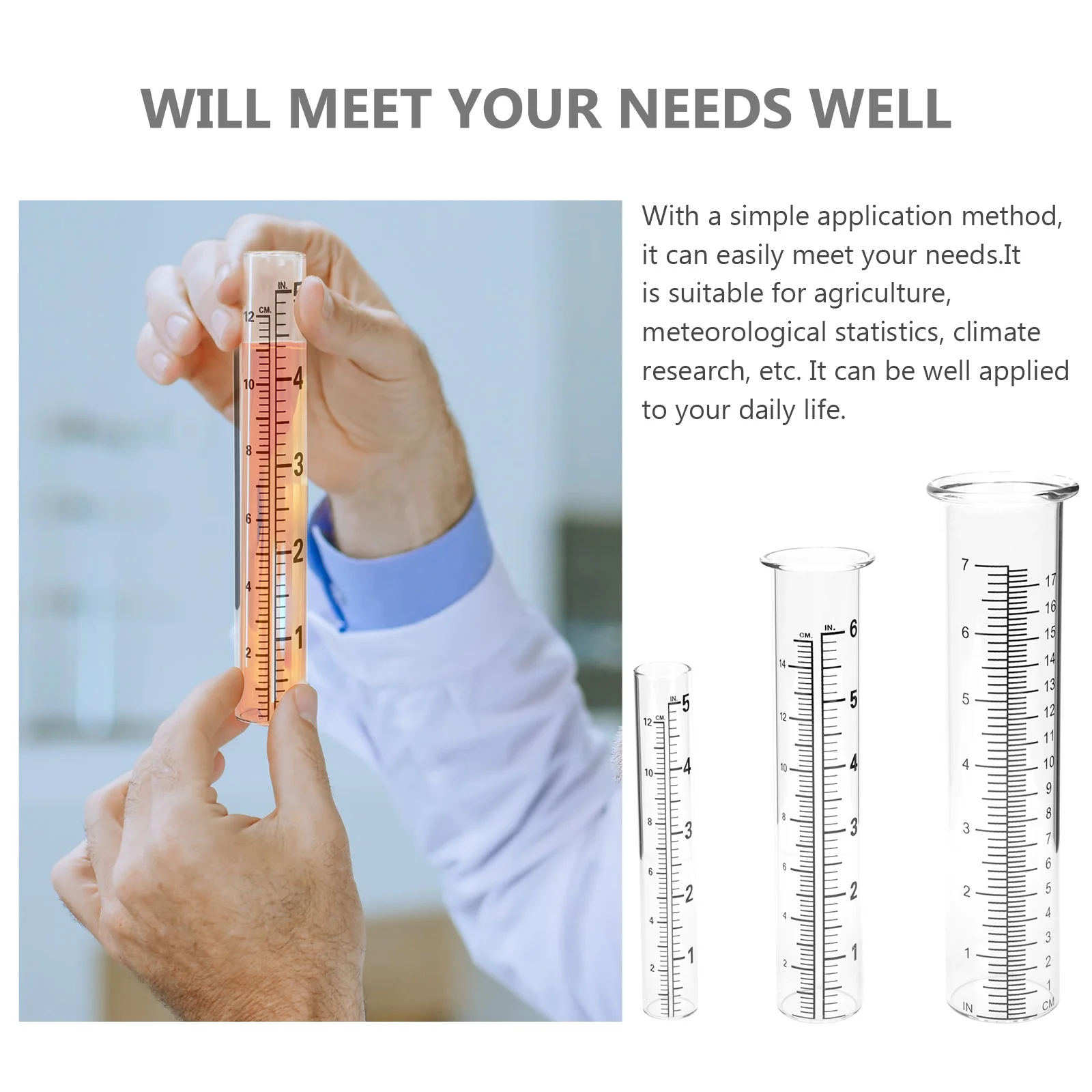 

3 Pcs Rain Gauge Outdoor Garden Meter Rainfall Tube Measuring Cylinder Precision Measurer