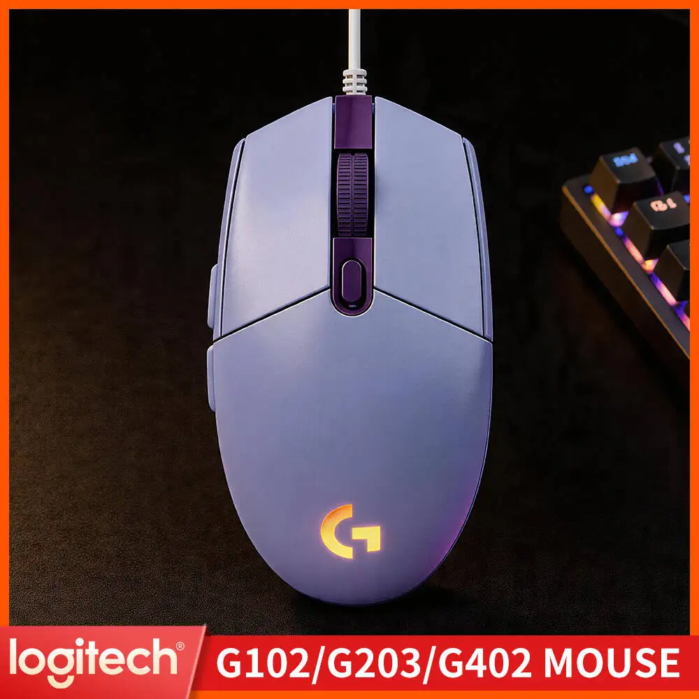 Logitech G102 Gaming Mouse, 8000 DPI Adjustable, LIGHTSYNC RGB, 1000Hz Polling, Ergonomic Grip for Long Gaming Hours