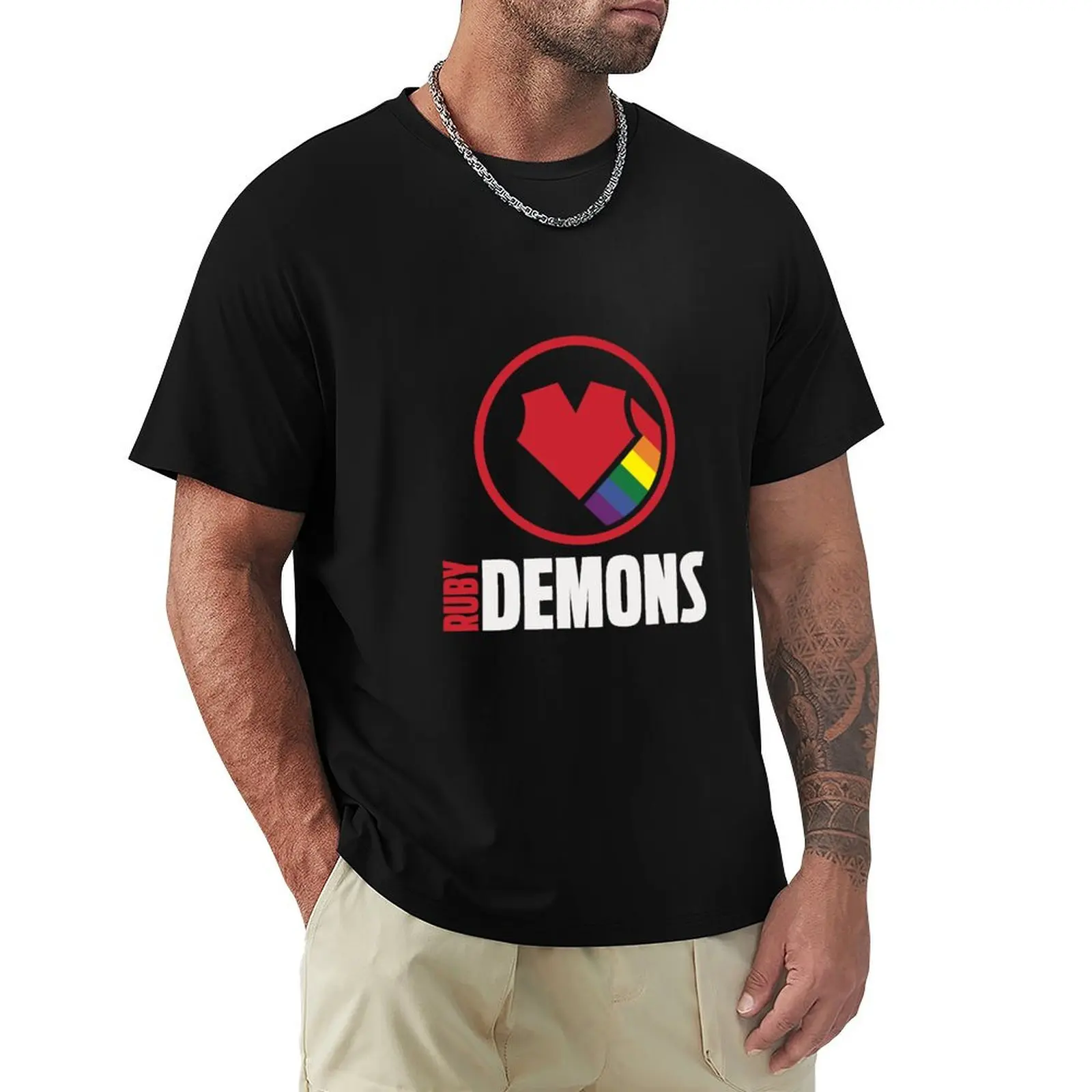 Ruby Demons logo (dark background) T-Shirt Casual Streetwear Short Sleeve Tee