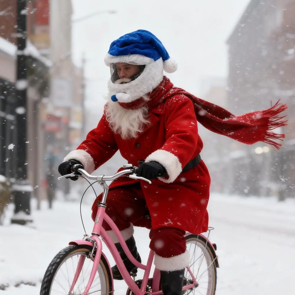 Santa Motorcycle Helmet Cover Decoration Christmas Safe Cover Decoration Christmas Gift Creative Full Hat Plush Helmet Cycl A1M4