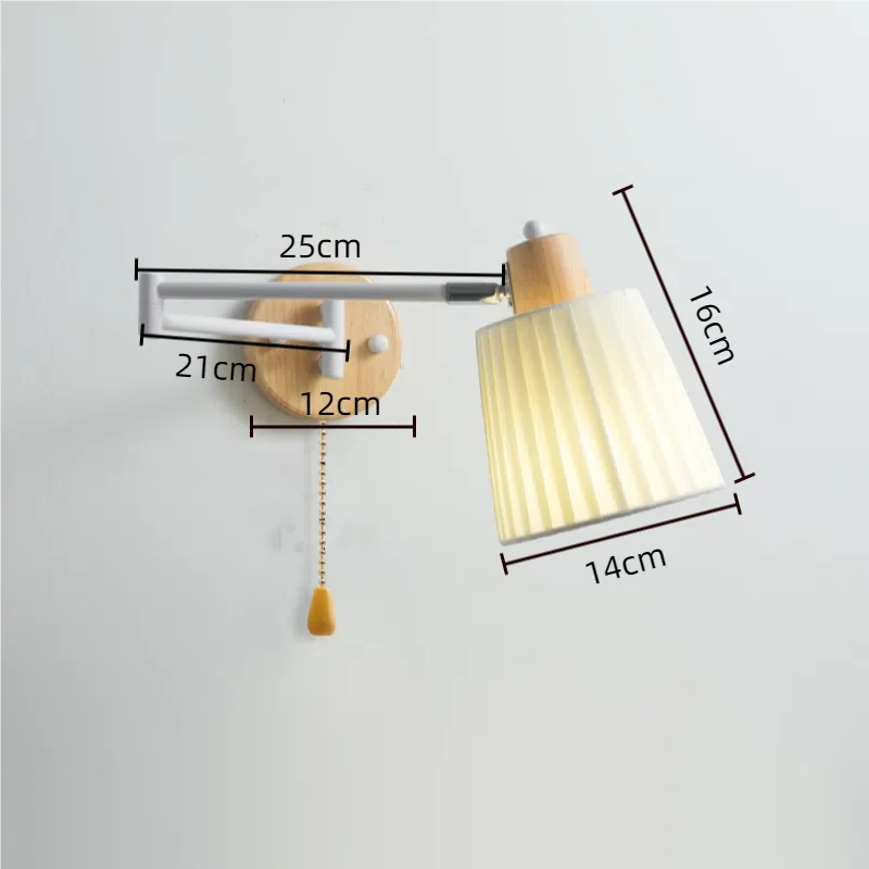 Nordic Minimalist Retro Rocker Arm Adjustable Bedside Wall Lamp Bedroom Living Room Study Decoration Lighting Reading Light