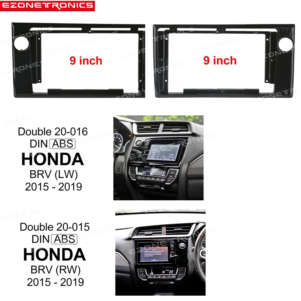 

9 Inch Car Fascia for Honda BRV 2015-2019 1/2 Din In-dash Mount Installation Panel Double Din Car Radio Dvd Frame