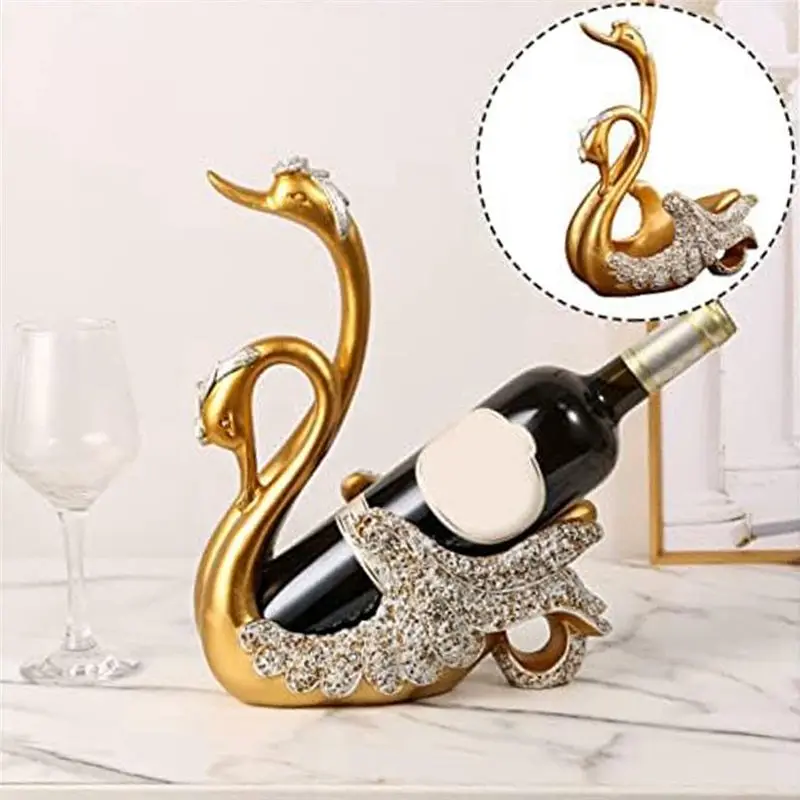 AB33-1 Piece Swan Wine Rack Wine Rest Statue Swan Statue Wine Holder Resin Gold Wine Rack Tabletop Wine Rack Wine Display Rack