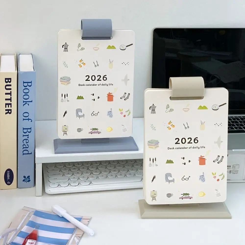 

Настольный календарь-планер 2026 с мультяшным дизайном, ежедневный, с отрывными листами, для заметок и планирования, милый студенческий календарь 2026