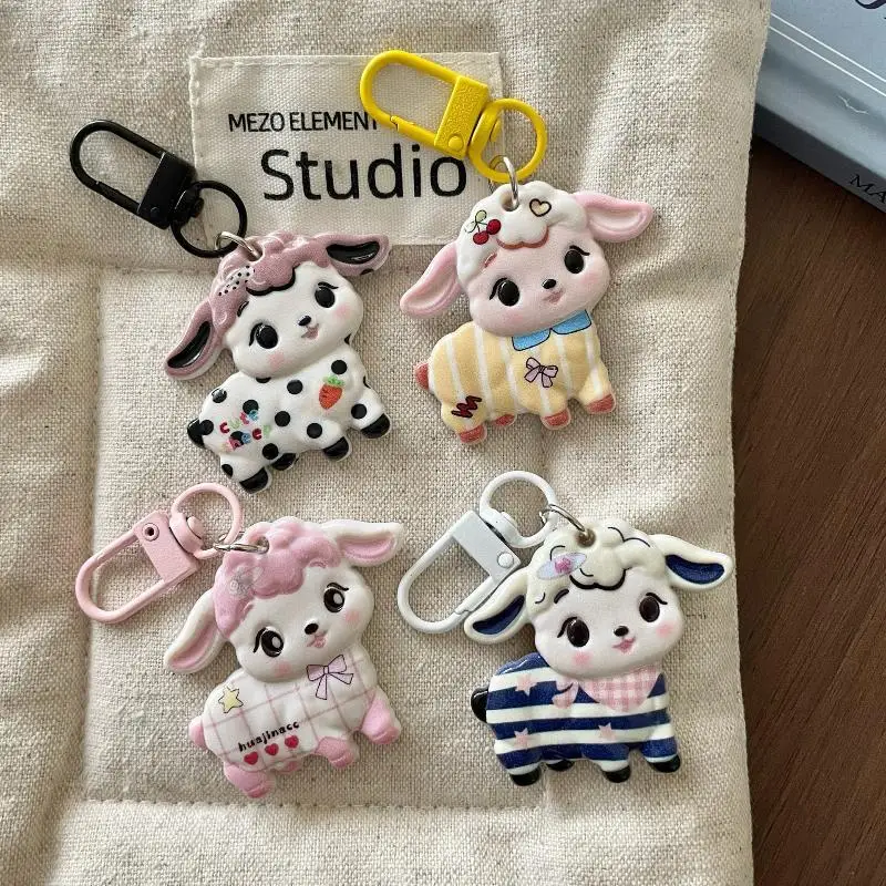 Niedlicher Cartoon-Lamm-Schlüsselanhänger, Kawaii-Schaf-Maskottchen-Dekoration, kreativer Schaf-Anhänger, Accessoires, Neujahrsgeschenk – Detail 3
