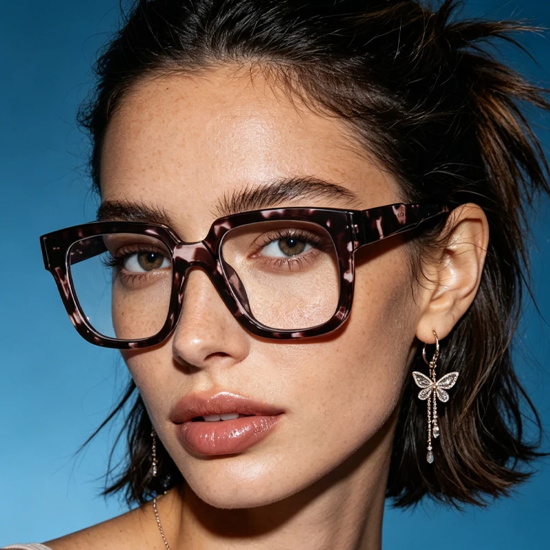 1pc Simple and Atmospheric Tortoiseshell Square Glasses Frame, Classic Texture Suitable for Unisex