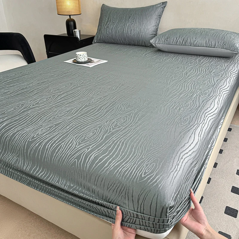

2026 New Washed Jacquard Bed Hat Skin-friendly and Breathable Solid Color 90x200 120x200 Mattress Cover