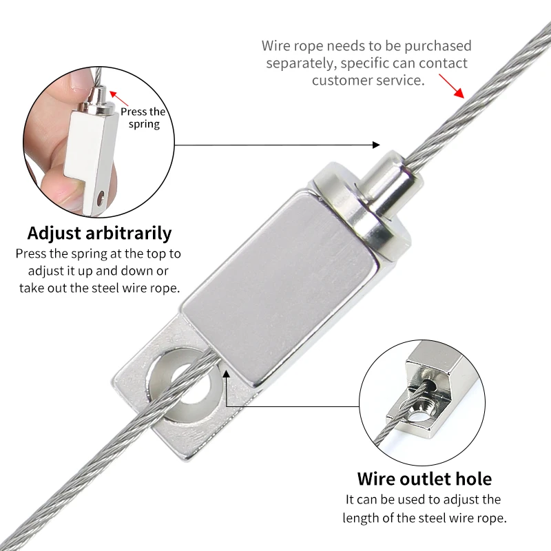 Picture 5: 10PCS Steel Wire Rope Clamps, Adjustable Metal Fixtures for 1-2mm Stainless Steel Cable Ropes