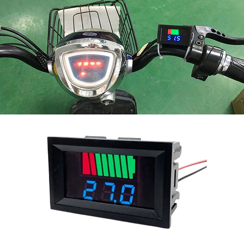 Car Battery Charge Level Indicator 12V 24V 36V 48V 60V Lithium Battery Capacity Meter Tester Blue Display LED Tester Voltmeter