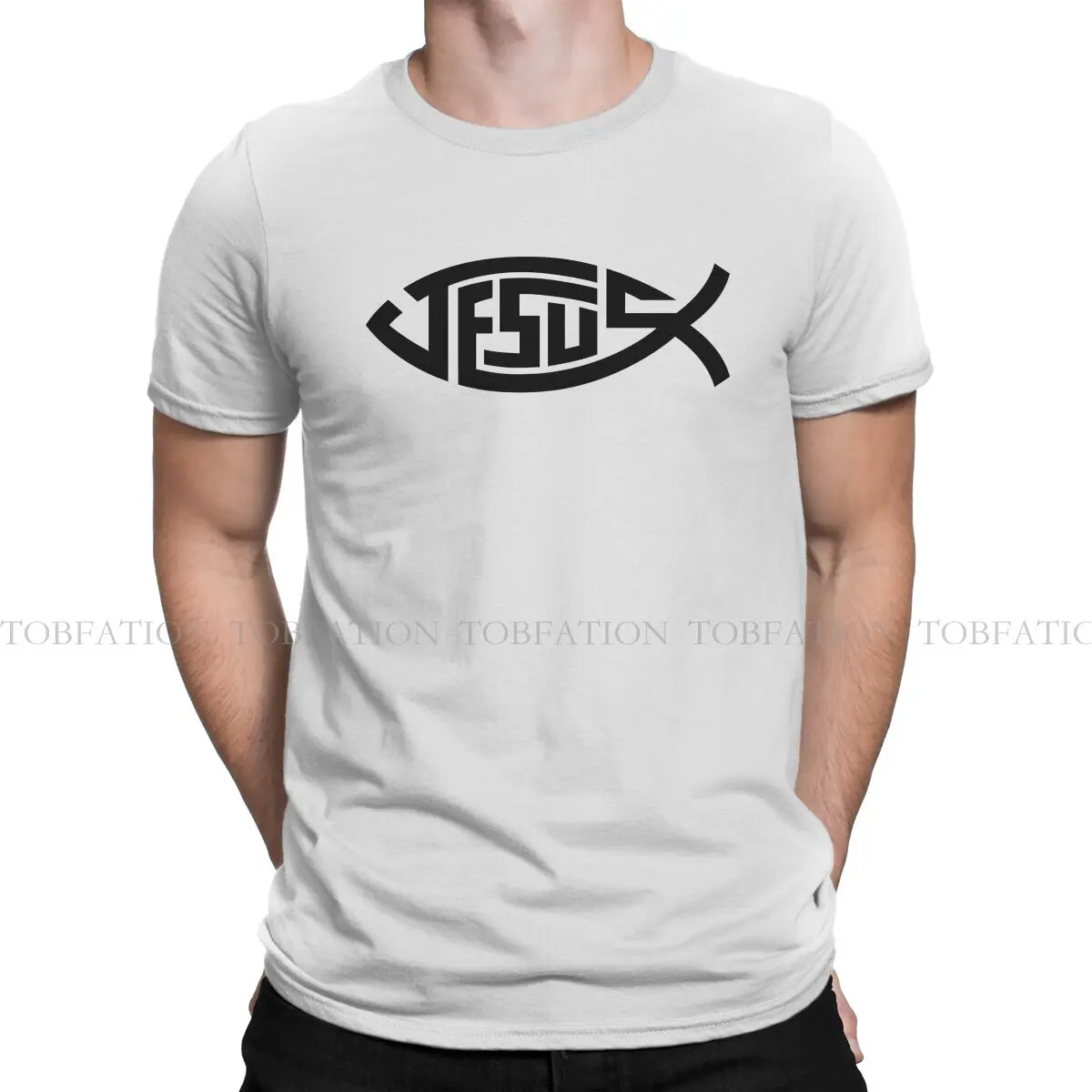 Jesus Fish Ichthys Symbol Casual TShirt Jesus Christ Printing Tops Comfortable T Shirt Men Short Sleeve Special Gift Clothes